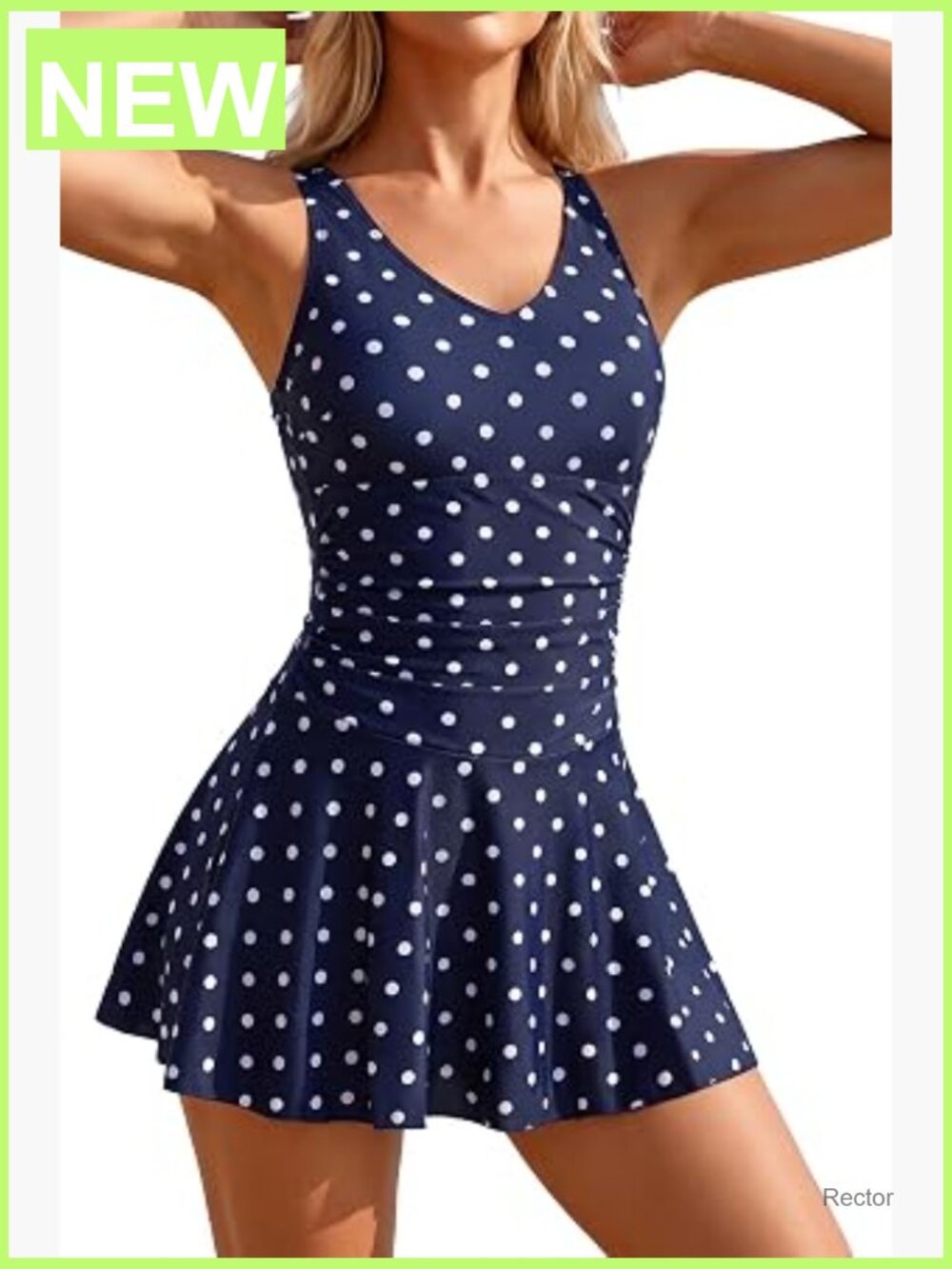 Tummy Control One Piece Swimdress with Skirt Ruched Slimming Swimwear